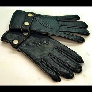 Vintage black leather motorcycle gloves Rhyno XS/7
